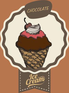 chocolate ice cream vintage cards vectors set