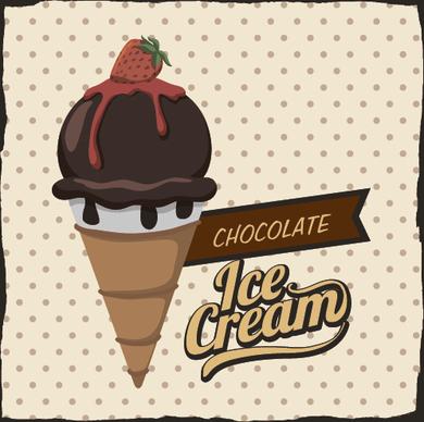 chocolate ice cream vintage cards vectors set