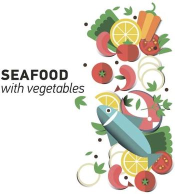 seafood with vegetable vector