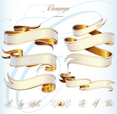 abstract ribbon golden vector