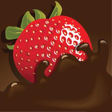 chocolate with strawberry shiny vector