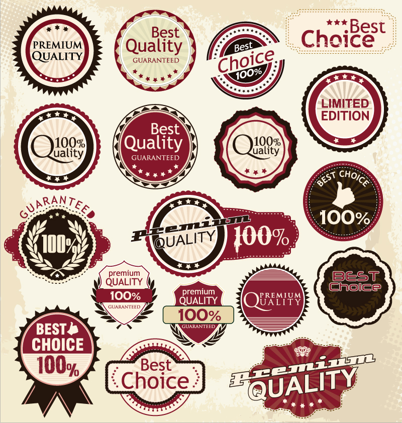 retro quality label vector set