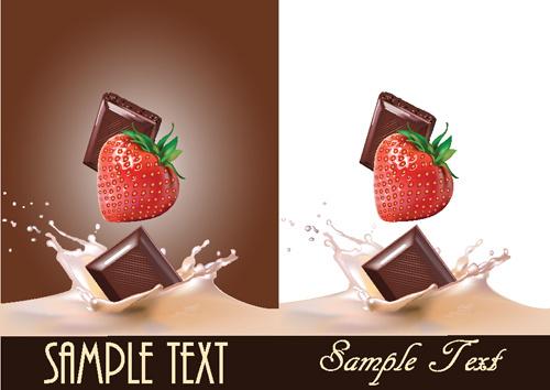 chocolate with strawberry shiny vector