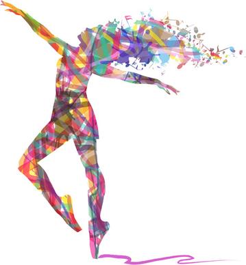 colorful paint with girl dancing vector