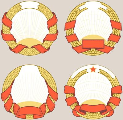 blank laurel wreath labels vintage vector