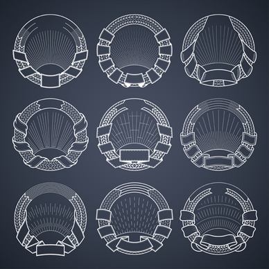 blank laurel wreath labels vintage vector