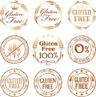 gluten free logos with labels vector