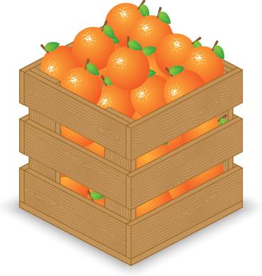 fruits with wooden crate vector graphics