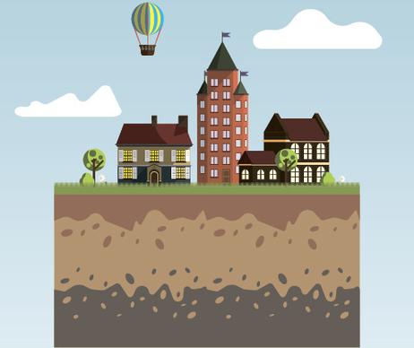 flat urban landscape and building vector