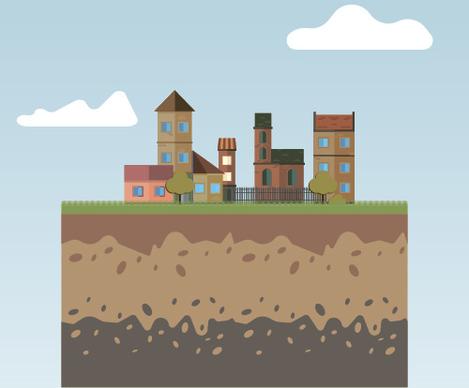 flat urban landscape and building vector