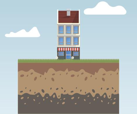 flat urban landscape and building vector