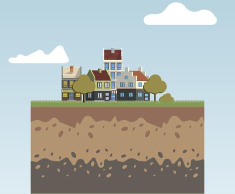 flat urban landscape and building vector