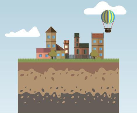 flat urban landscape and building vector