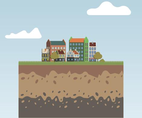 flat urban landscape and building vector