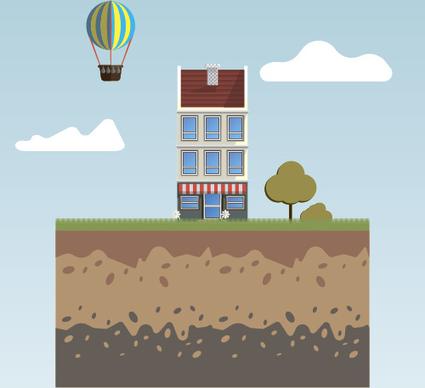 flat urban landscape and building vector