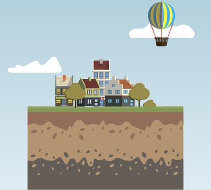 flat urban landscape and building vector