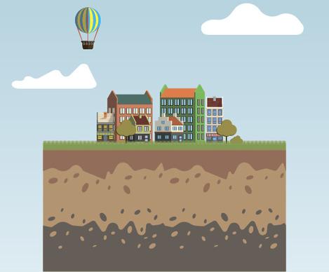 flat urban landscape and building vector