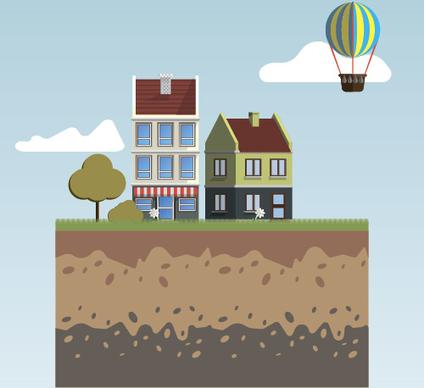 flat urban landscape and building vector