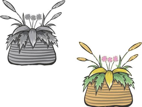 hand drawn flowers in pot vector