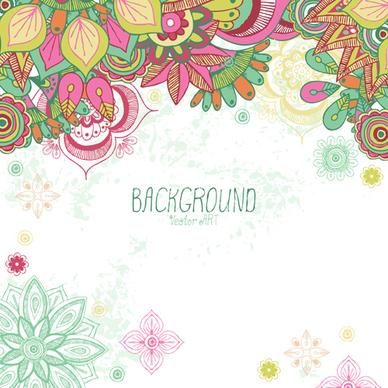 cartoon flowers with grunge background vectors