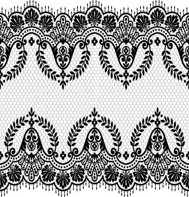 seamless black lace borders vectors