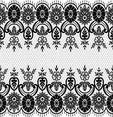 seamless black lace borders vectors