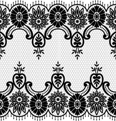 seamless black lace borders vectors