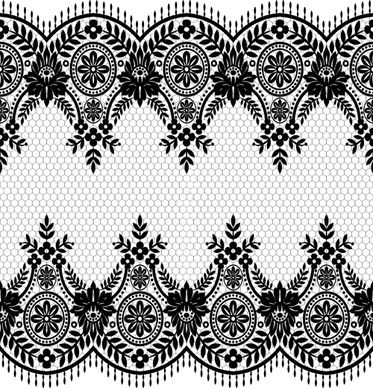 seamless black lace borders vectors