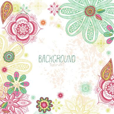 cartoon flowers with grunge background vectors