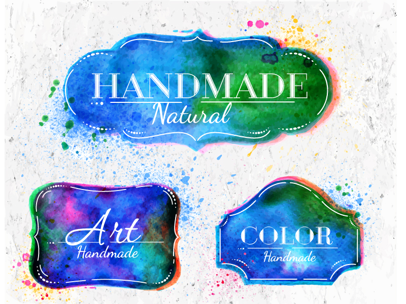 grunge watercolor label designs vector