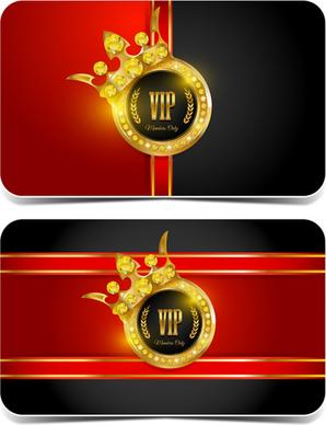 diamond vip card red and black vector