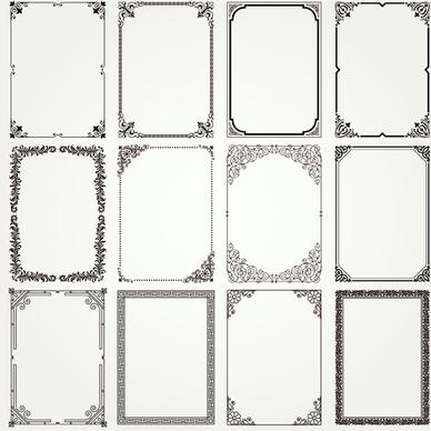 vintage frames ornaments vector set