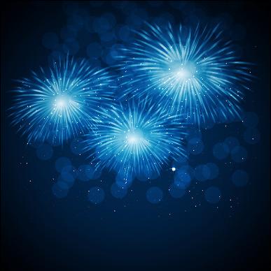 blue fireworks vector background