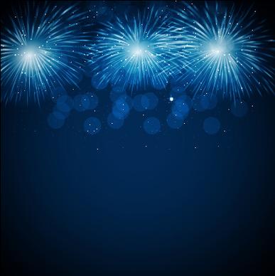 blue fireworks vector background