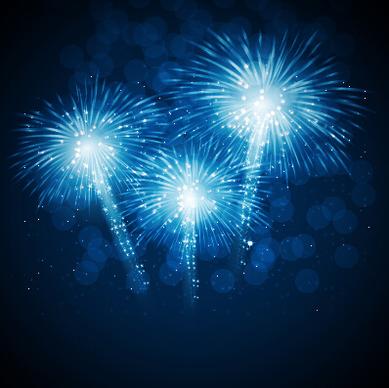 blue fireworks vector background