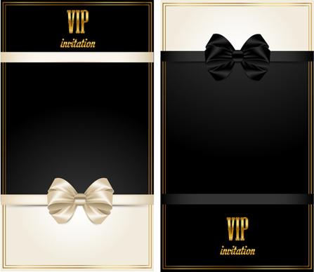 beautiful bow with vip invitation card vector