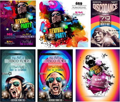 fashion club disco party flyer template vector