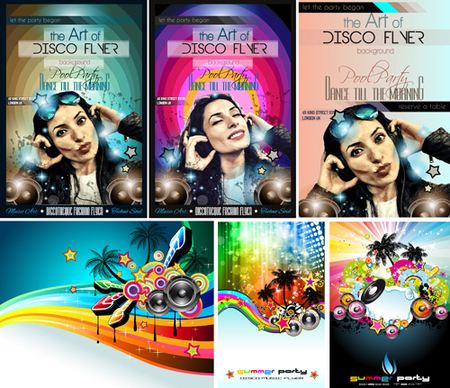 fashion club disco party flyer template vector