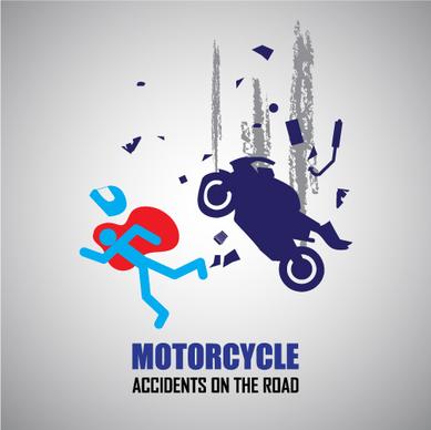 motorcycle accidents caution logos vector