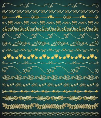 romantic golden borders vectors