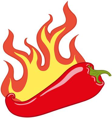 red hot pepper with fire vector