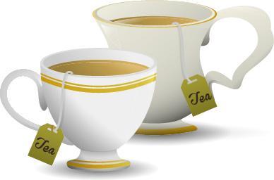 white porcelain cup with tea vector