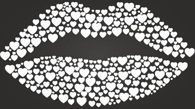 chalkboard lips with heart vector