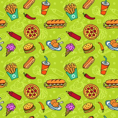 fast food with pizza vector seamless pattern