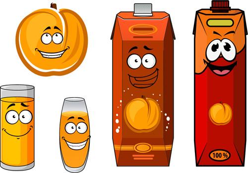 cartoon style packaging with juice vector set