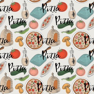 creative pizza seamless pattern vector set