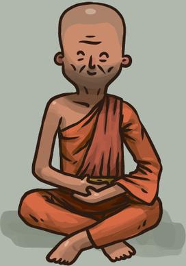 hand drawn buddhist monk vector