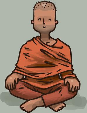 hand drawn buddhist monk vector