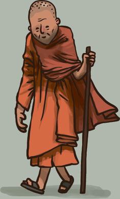 hand drawn buddhist monk vector