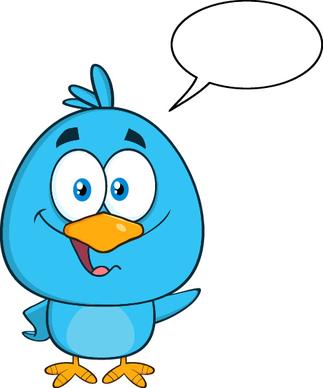 funny blue bird cartoon vector set